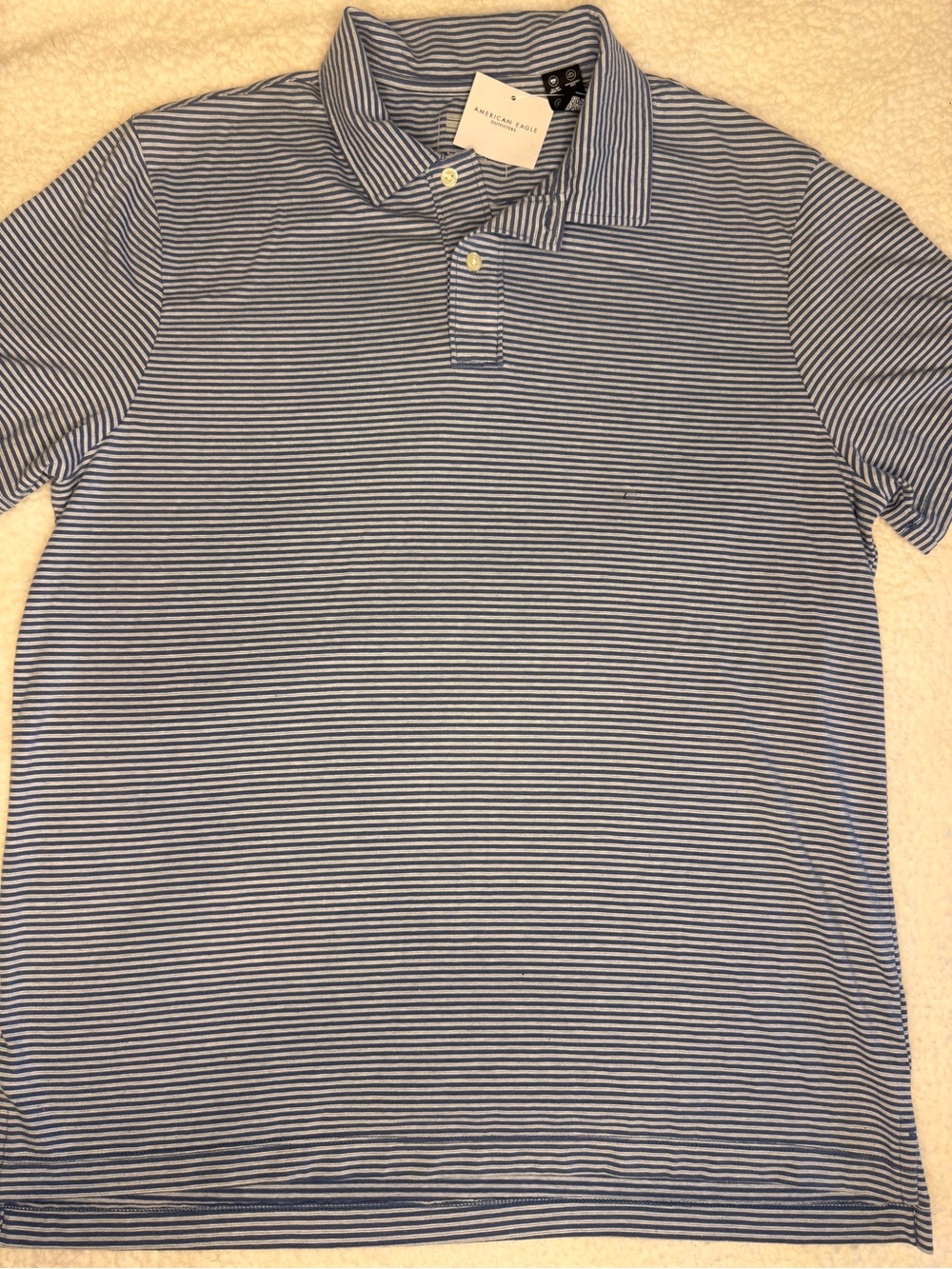 NWT American Eagle Outfitters Men's Blue and White Striped Polo